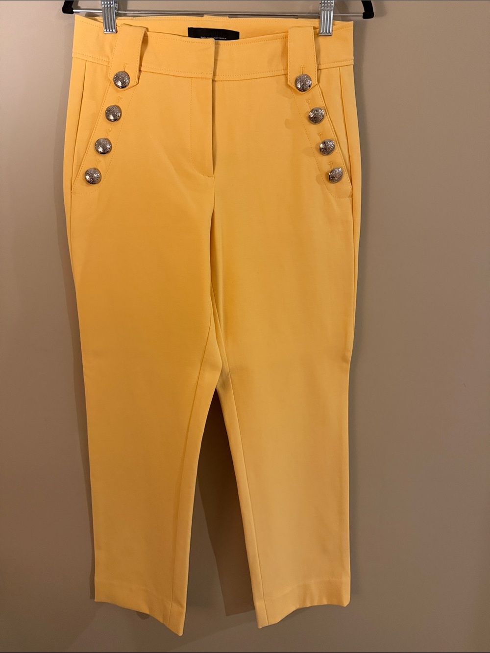 WHBM Yellow High-Rise Button-Accent JOLIE Pants Size 6